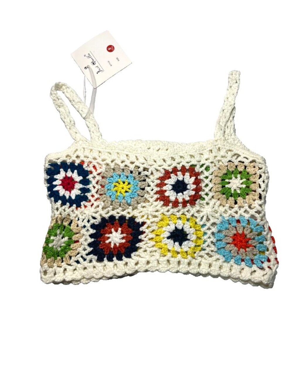 Crochet Crop Top Colorful Hippie Festival Coachella Beach Boho Size S